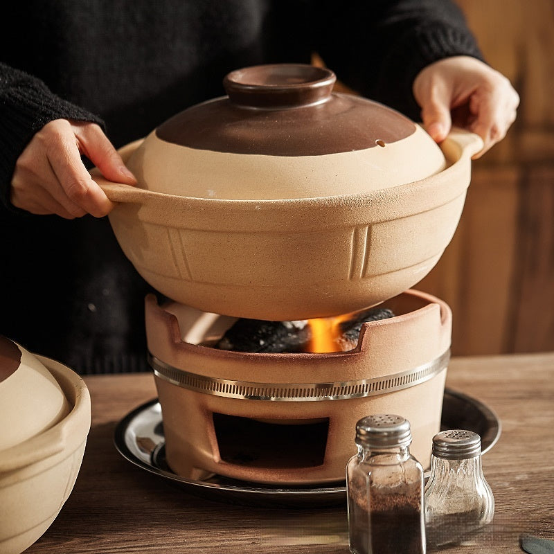 Hot Pot Household Claypot Rice Casserole, Stew Pot, Soup Burning Gas Stove Dedicated Small Size Old-Fashioned Pottery Clay Charcoal Stove