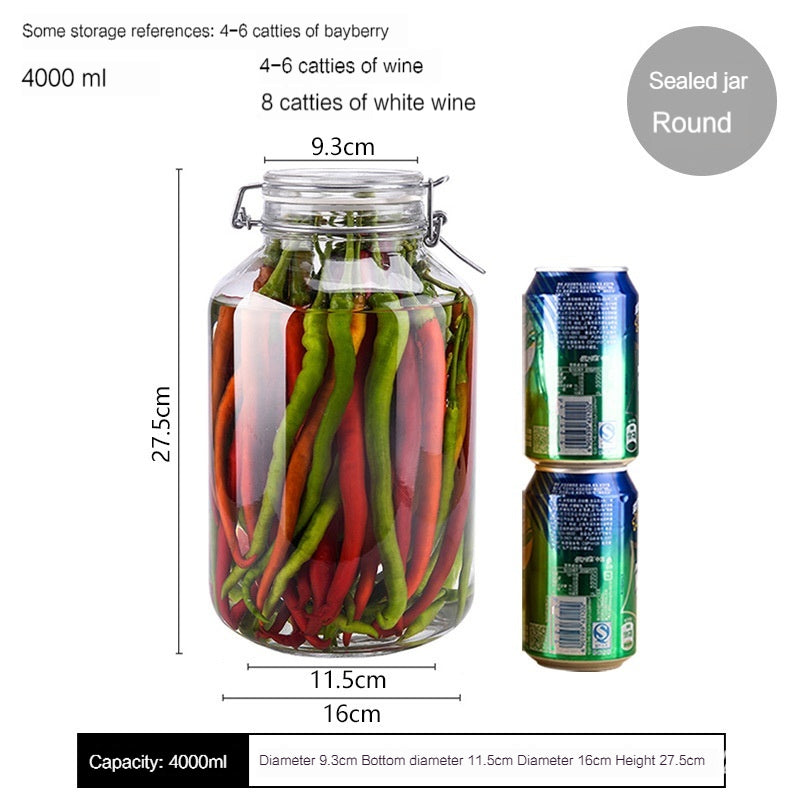 PO'MY Oli Glass Sealed Can, Wine Fermentation Jar, Green Waxberry Brewing Enzyme Fire Extinguisher Bottles, Pickled Vegetables Earthen Jar