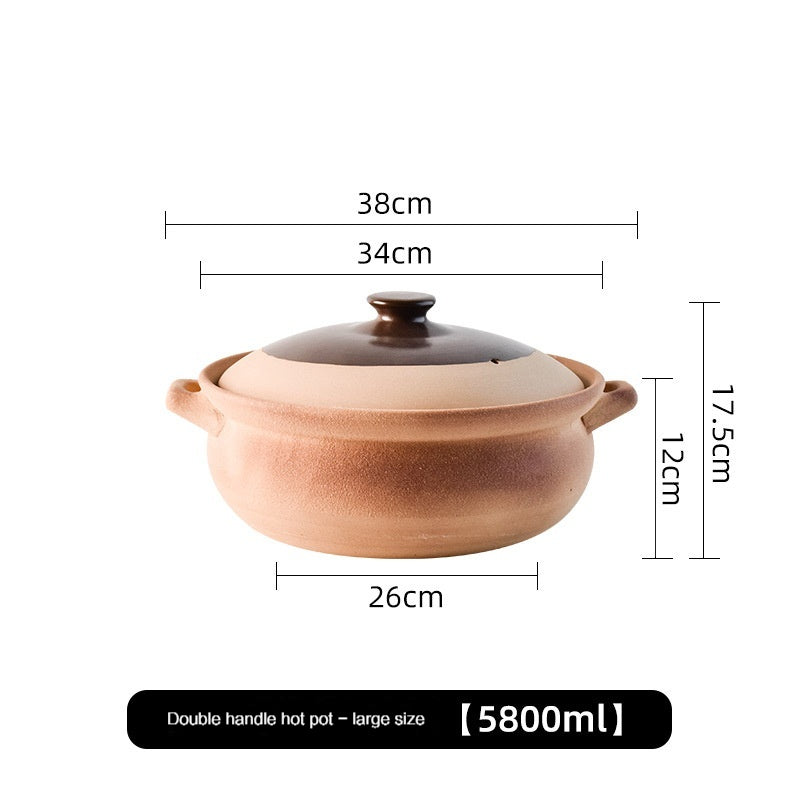 Hot Pot Household Coarse Ceramic Clay Casserole, Stew Pot, Soup Burning Gas Stove Dedicated Large Small Size Old-Fashioned Claypot Rice Chinese Casseroles