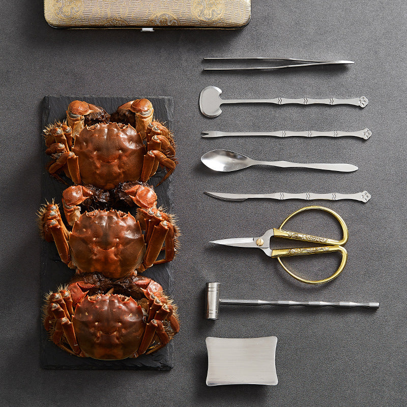 Household Crab Eating Tools, Eight Tools for Eatting Crabs Crab Disassemble Artifact, Crab Scissors Crab Clamp Eat Hairy Crabs Dedicated Tool Set