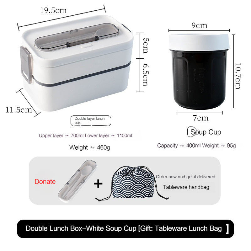 Lunch Box Office Worker Student Microwaveable Dedicated for Heating Tableware Japanese Double Deck Compartment Convenient Portable Lunch Box