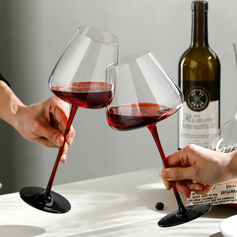 Black Bow Tie Red Wine Glass, Burgundy Goblet, Red and Black Background Big Belly Cup, Household Light Luxury Wine Glass, Glass