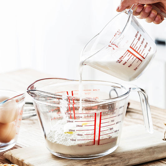 Tempered Glass Measuring Cup, Household Scaled Cup, Kitchen Milk Baking Egg Beating Cup, Small Extra Thick High Temperature Resistant Large Capacity