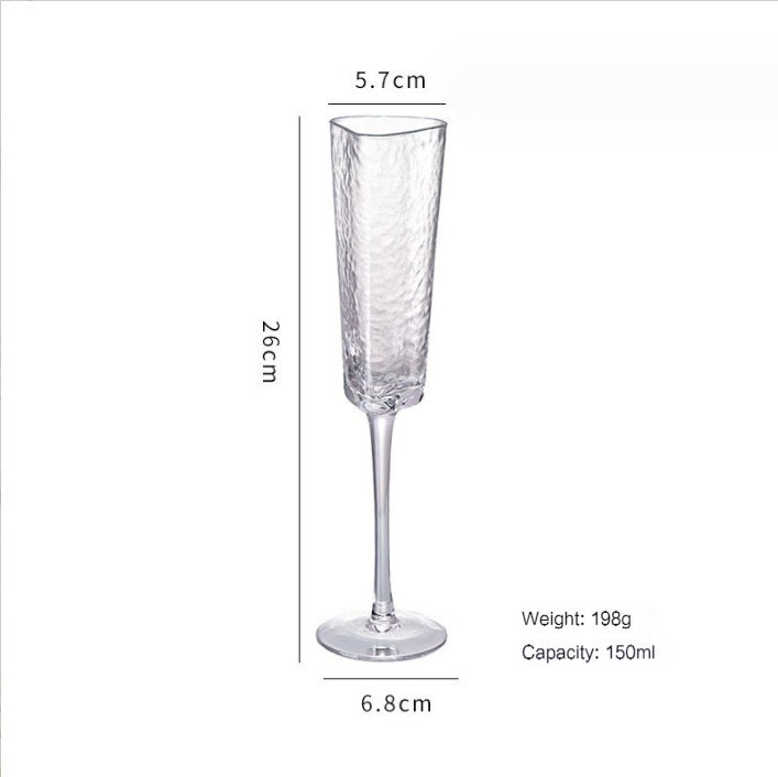 Nordic Light Luxury Hammered Pattern Golden Trim Triangle Glass, Good-looking Crystal Red Wine Glass, Champagne Glass Water Cup Decorative Cup
