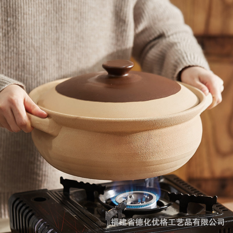 Hot Pot Household Coarse Ceramic Clay Casserole, Stew Pot, Soup Burning Gas Stove Dedicated Large Small Size Old-Fashioned Claypot Rice Chinese Casseroles