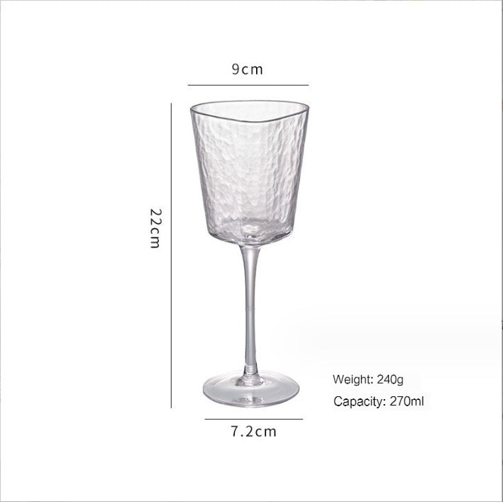 Nordic Light Luxury Hammered Pattern Golden Trim Triangle Glass, Good-looking Crystal Red Wine Glass, Champagne Glass Water Cup Decorative Cup