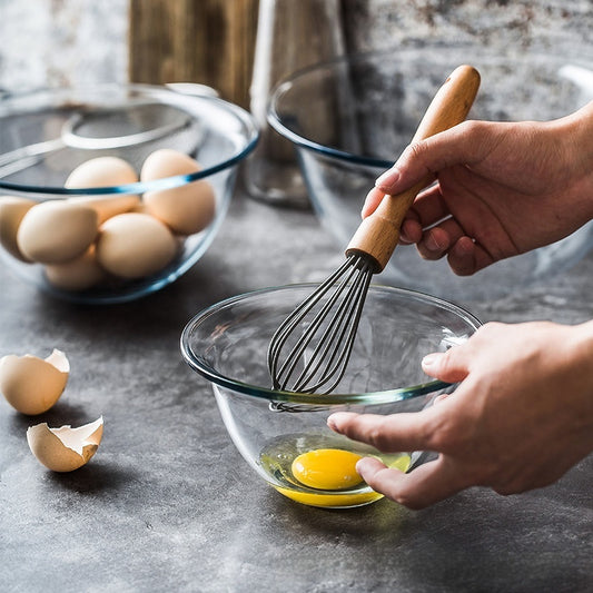 Tempered Glass Egg Pots Dough Basin Baking Bowl Deepening Household Heat-Resistant Microwave Bowl Large Size