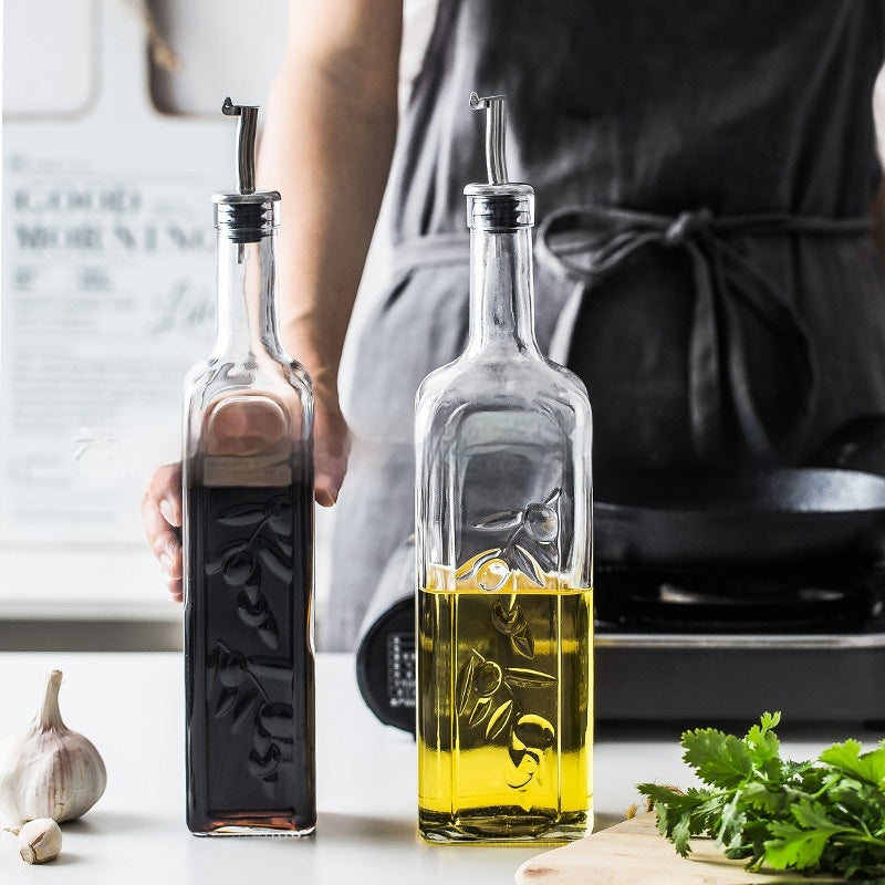 Creative Kitchen Spice Bottle, Household Glass Jar Soy Sauce and Vinegar Bottle, Fire Extinguisher Bottles Olive Oil Pot Leak-Proof Large Small Set