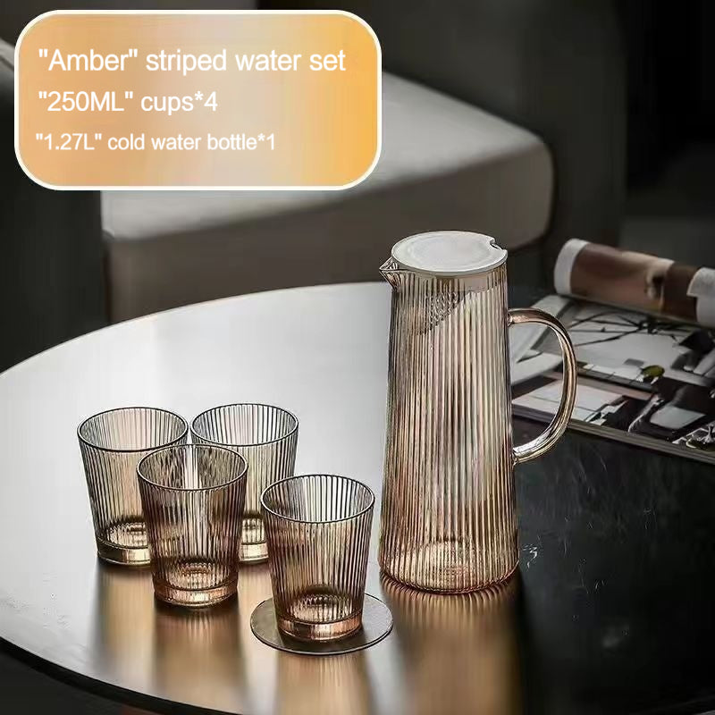 Cold Water Pot Set Japanese-Style Water Pitcher Household Cold Boiled Water Cup Set Large Capacity Jug High Temperature Resistant Teapot Cup