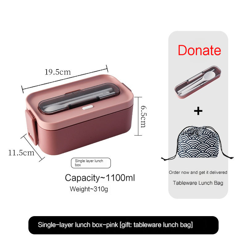 Lunch Box Office Worker Student Microwaveable Dedicated for Heating Tableware Japanese Double Deck Compartment Convenient Portable Lunch Box