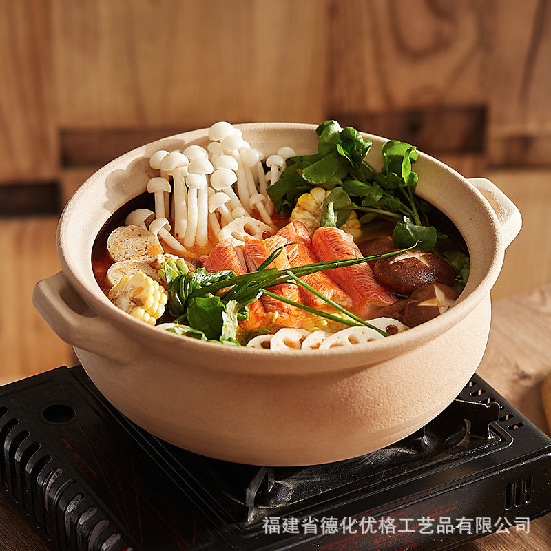 Hot Pot Household Coarse Ceramic Clay Casserole, Stew Pot, Soup Burning Gas Stove Dedicated Large Small Size Old-Fashioned Claypot Rice Chinese Casseroles