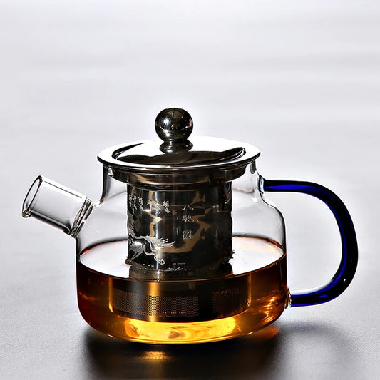 yuntasty heat-resistant glass teapot with infuser kettle for flower tea pot glass tea set