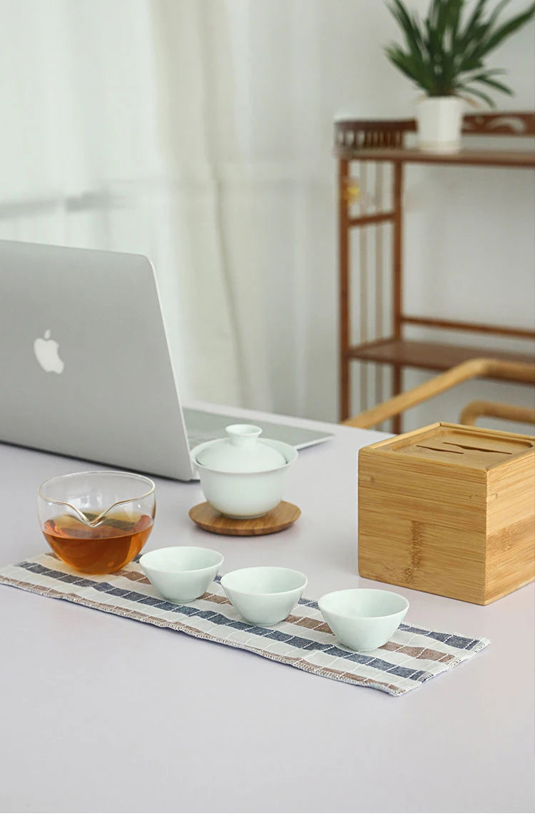 yuntasty ceramic gaiwan teacups ceramic chinese tea pot portable travel tea set