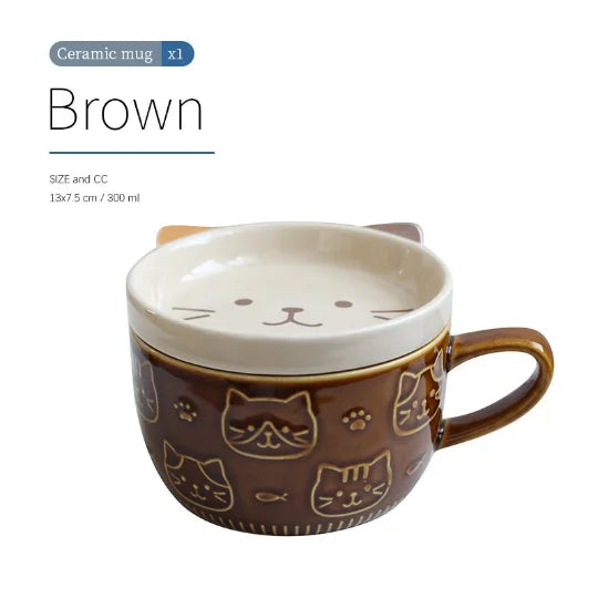 yuntasty Ceramic Mug with Cat Cute Dog Mug, Gifts for Cat Lovers