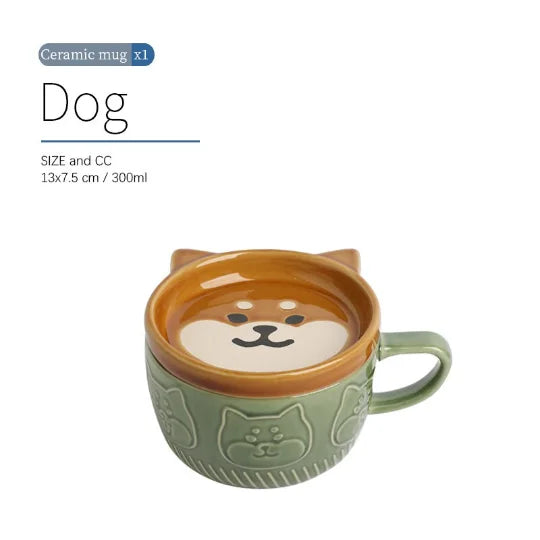 yuntasty Ceramic Mug with Cat Cute Dog Mug, Gifts for Cat Lovers