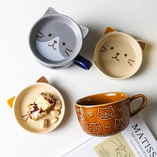 yuntasty Ceramic Mug with Cat Cute Dog Mug, Gifts for Cat Lovers