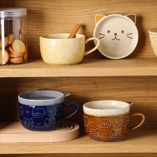 yuntasty Ceramic Mug with Cat Cute Dog Mug, Gifts for Cat Lovers