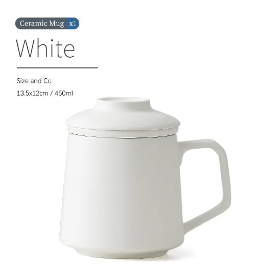 yuntasty Ceramic Tea Cup with Lid High-grade Tea Mug with Infuser Coffee Mug