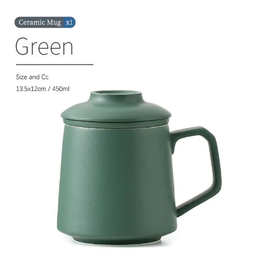 yuntasty Ceramic Tea Cup with Lid High-grade Tea Mug with Infuser Coffee Mug
