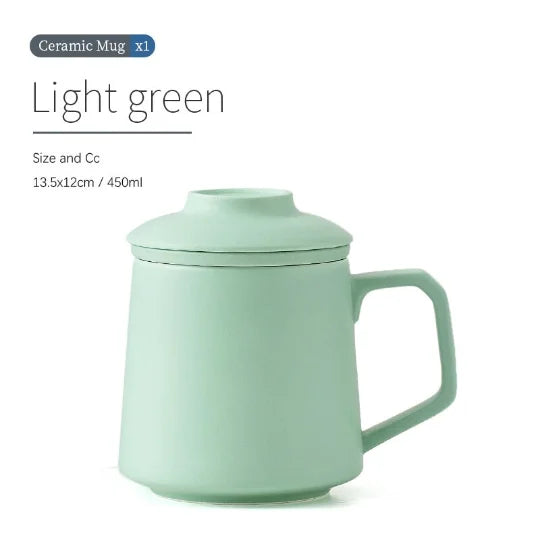 yuntasty Ceramic Tea Cup with Lid High-grade Tea Mug with Infuser Coffee Mug