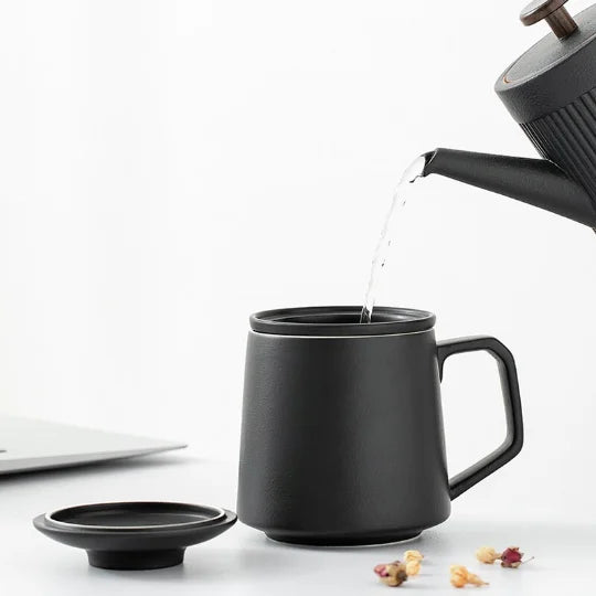 yuntasty Ceramic Tea Cup with Lid High-grade Tea Mug with Infuser Coffee Mug