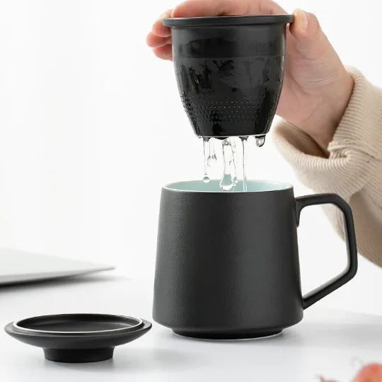 yuntasty Ceramic Tea Cup with Lid High-grade Tea Mug with Infuser Coffee Mug