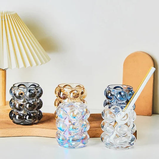 yuntasty Colorful Glass Ball Style Pen Holder Makeup Brush Storage Bucket Candle Holder Bud Vase for Table Decoration