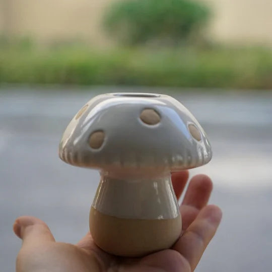 yuntasty Crude Pottery Small Fox Vase Mushroom Vase Cute Flower Vase Pen Holder for Cafe Personalized Decoration