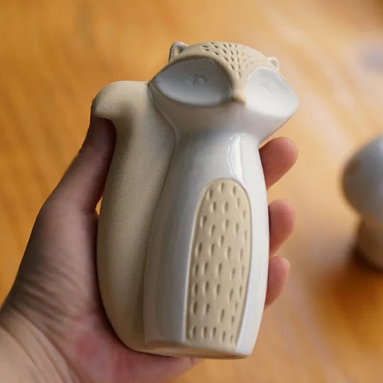 yuntasty Crude Pottery Small Fox Vase Mushroom Vase Cute Flower Vase Pen Holder for Cafe Personalized Decoration