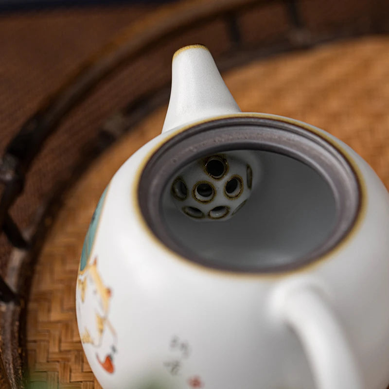 yuntasty Japanese Ceramic Teapot Cute Cat Chinese Tea Pot 180ml