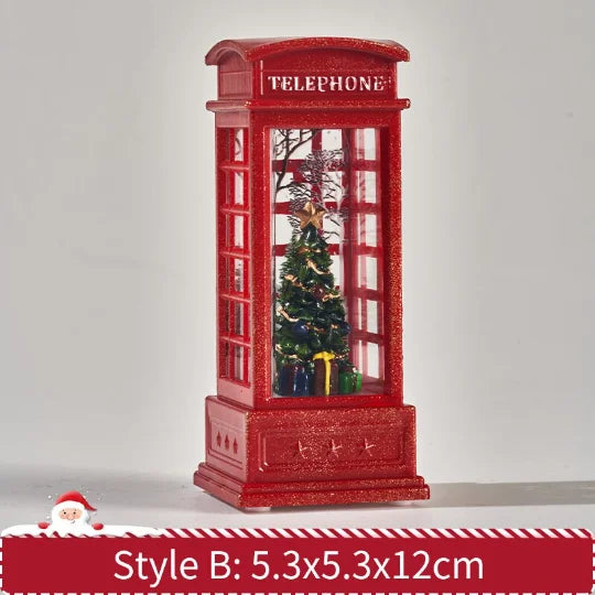 yuntasty Resin Christmas Gifts Telephone Booth with Music Box for Christmas Eve