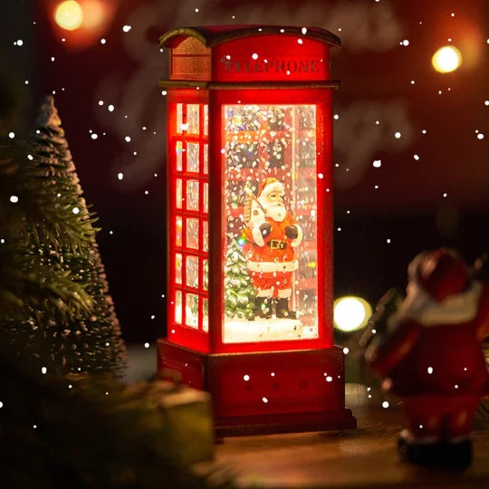 yuntasty Resin Christmas Gifts Telephone Booth with Music Box for Christmas Eve