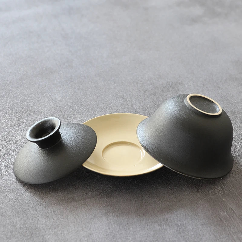 yuntasty black ceramic gaiwan teaup Kung fu tea sets 130ml