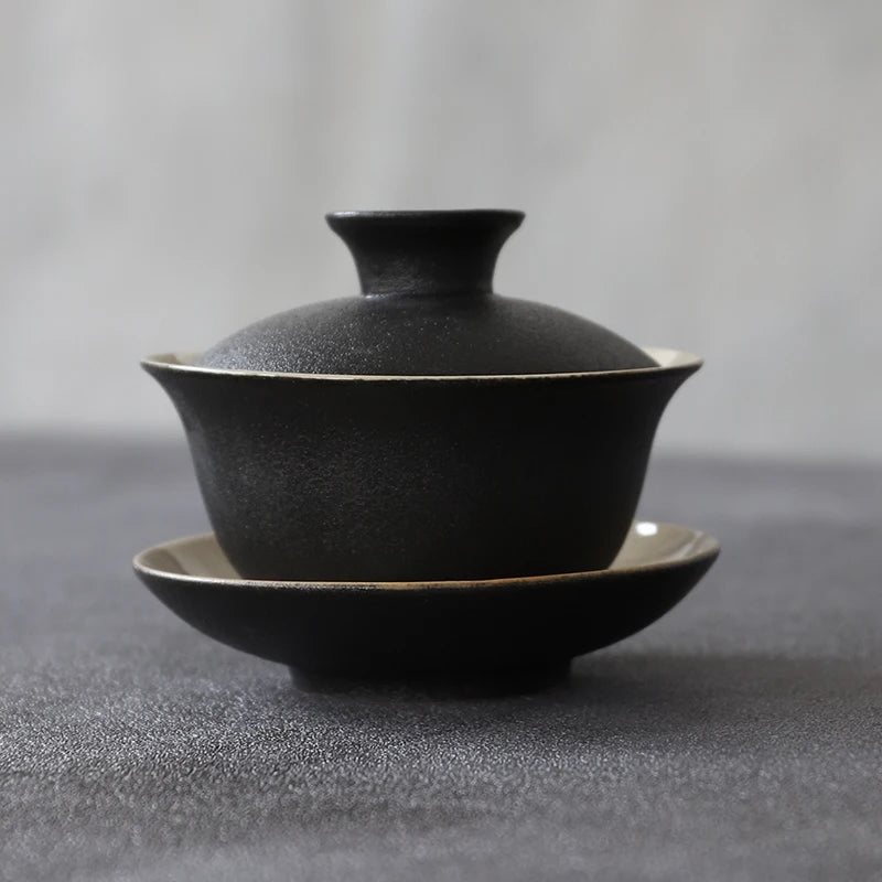 yuntasty black ceramic gaiwan teaup Kung fu tea sets 130ml