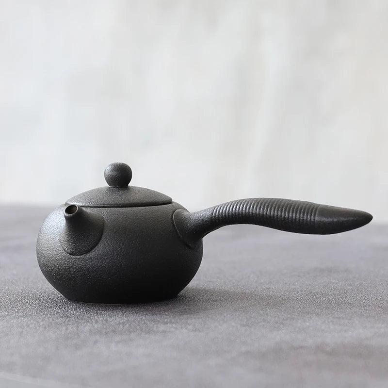 yuntasty black ceramic kyusu teapot kettle tea pot chinese kung fu tea sets 150ml