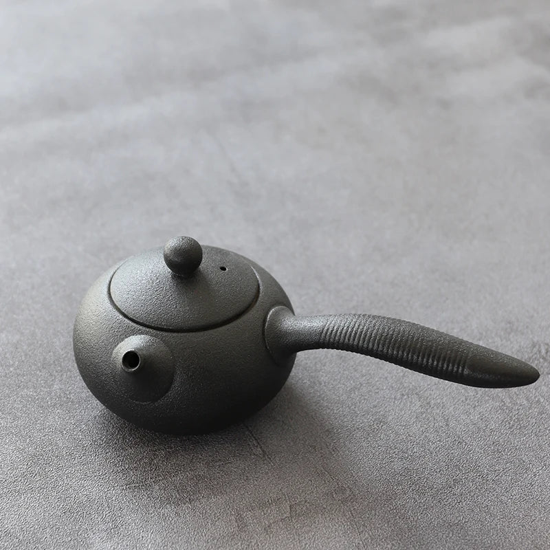 yuntasty black ceramic kyusu teapot kettle tea pot chinese kung fu tea sets 150ml