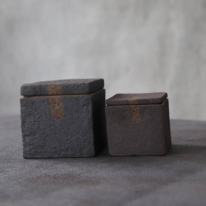 yuntasty black ceramic tea caddies porcelain jars and containers storage tea or food