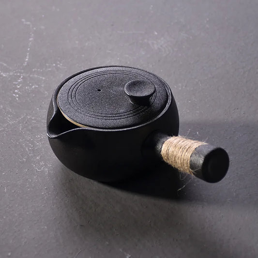 yuntasty black crockery ceramic kyusu teapot chinese tea pot drinkware 500ml