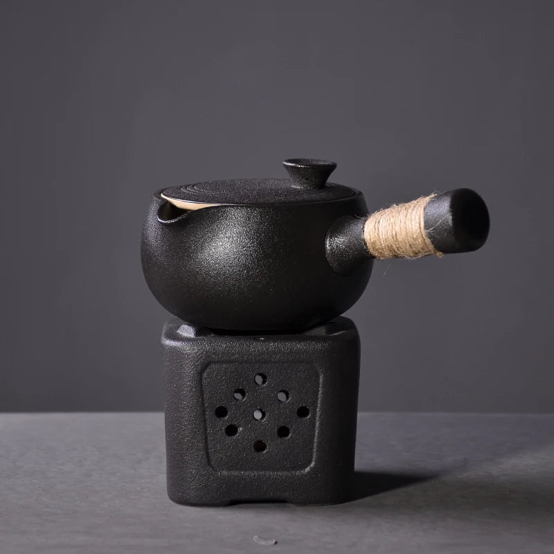 yuntasty black crockery ceramic kyusu teapot chinese tea pot drinkware 500ml