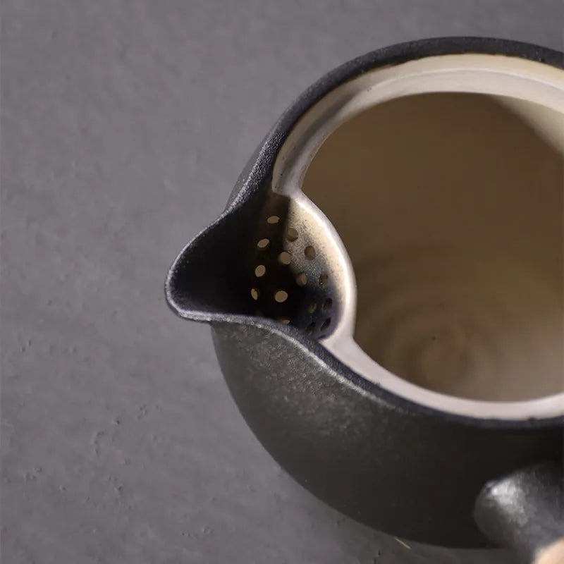 yuntasty black crockery ceramic kyusu teapot chinese tea pot drinkware 500ml