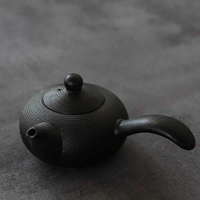 yuntasty black crockery ceramic kyusu teapots handmade chinese tea pot 165ml