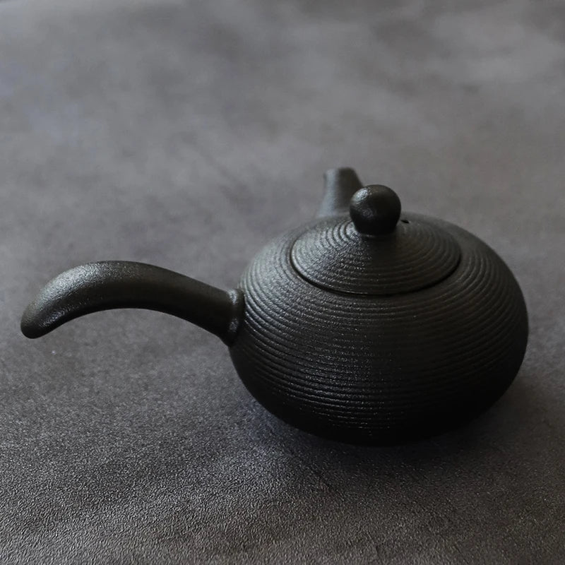 yuntasty black crockery ceramic kyusu teapots handmade chinese tea pot 165ml