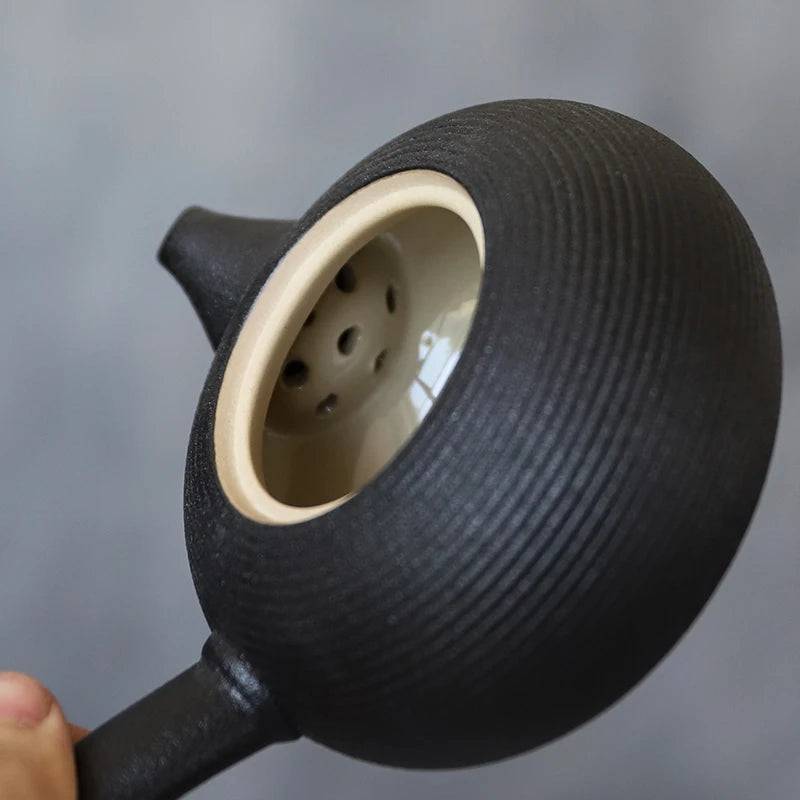 yuntasty black crockery ceramic kyusu teapots handmade chinese tea pot 165ml