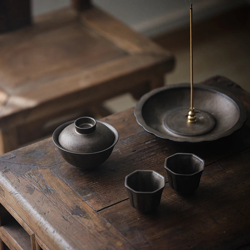 yuntasty ceramic gaiwan bronze tea tureen chinese tea sets drinkware 150ml