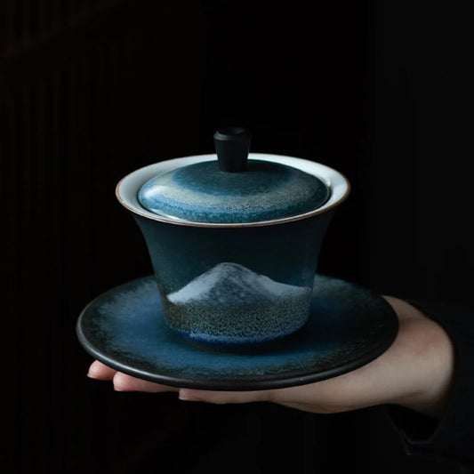 yuntasty ceramic gaiwan handpainted mountain porcelain tureen 140ml
