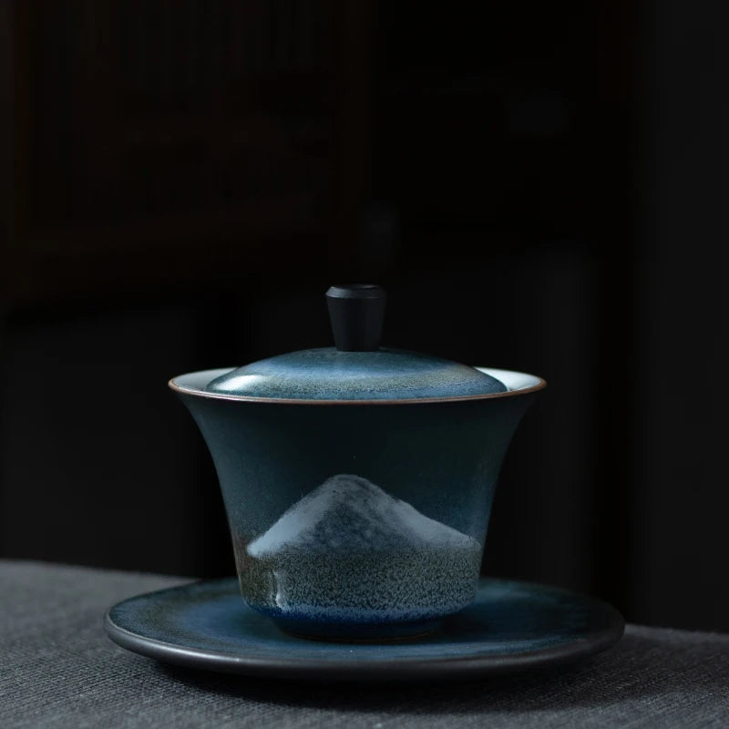 yuntasty ceramic gaiwan handpainted mountain porcelain tureen 140ml