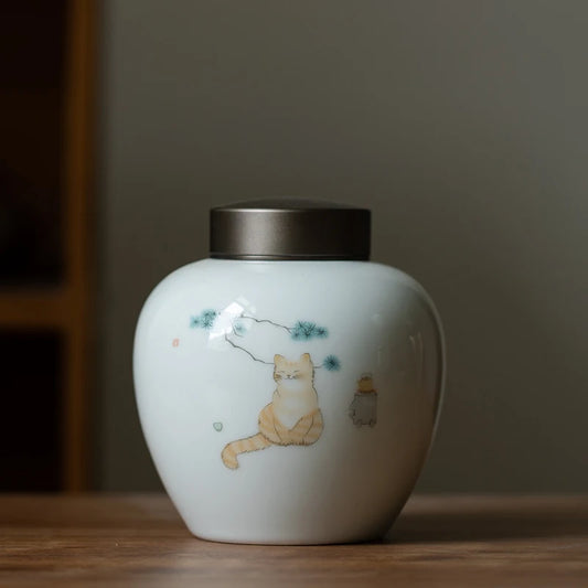 yuntasty ceramic tea caddies cute cat tea canisters storage tea or food