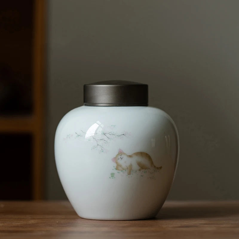 yuntasty ceramic tea caddies cute cat tea canisters storage tea or food