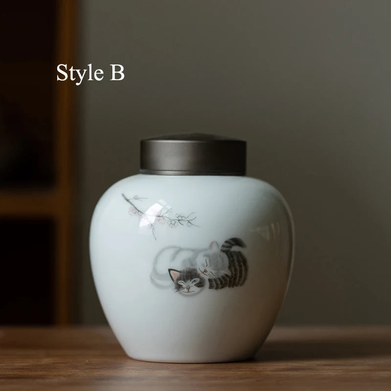 yuntasty ceramic tea caddies cute cat tea canisters storage tea or food