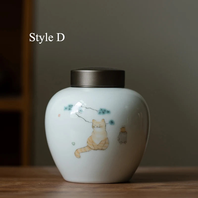 yuntasty ceramic tea caddies cute cat tea canisters storage tea or food